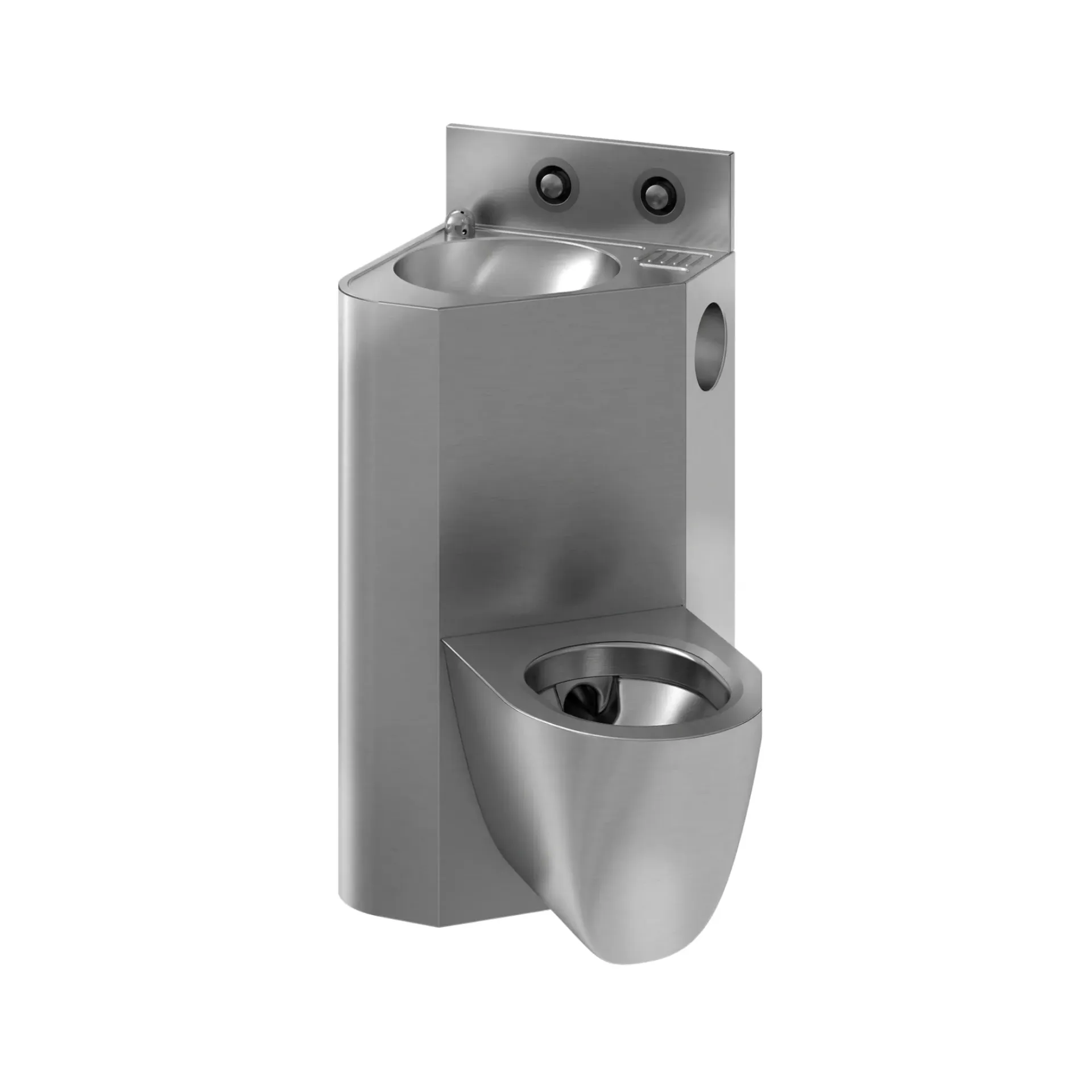 [COMBI-MUR-ARR-DRT-PRI] Unité combinée cuvette au mur à droite + lavabo avec montage arrière