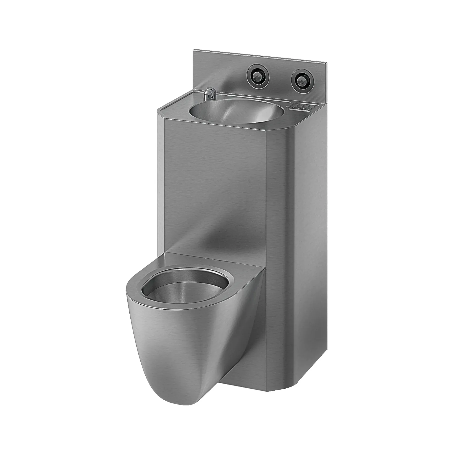 Unité combinée cuvette murale au centre + lavabo avec montage arrière