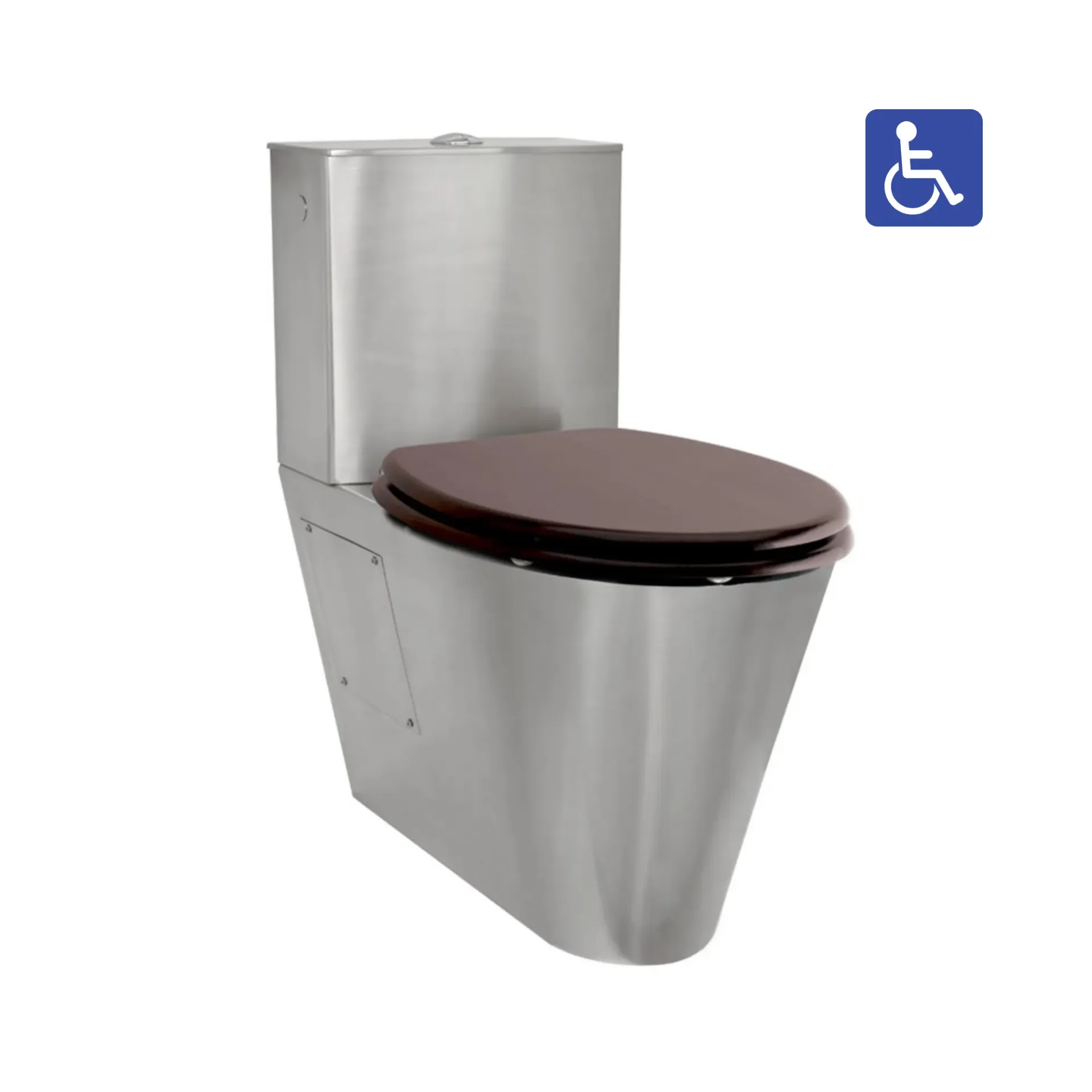 [WC-SOL-700-DR-RES-PMR] Cuvette inox posée au sol 700 droite avec réservoir apparent PMR