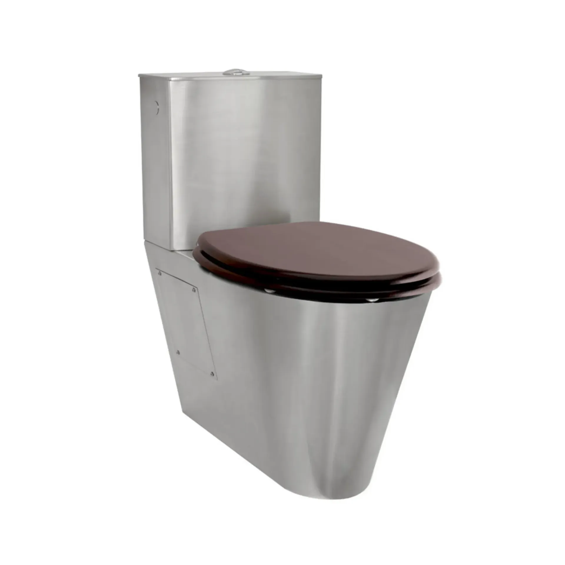 [WC-SOL-655-CU-RES] Cuvette WC inox posée au sol 655 incurvée avec réservoir apparent