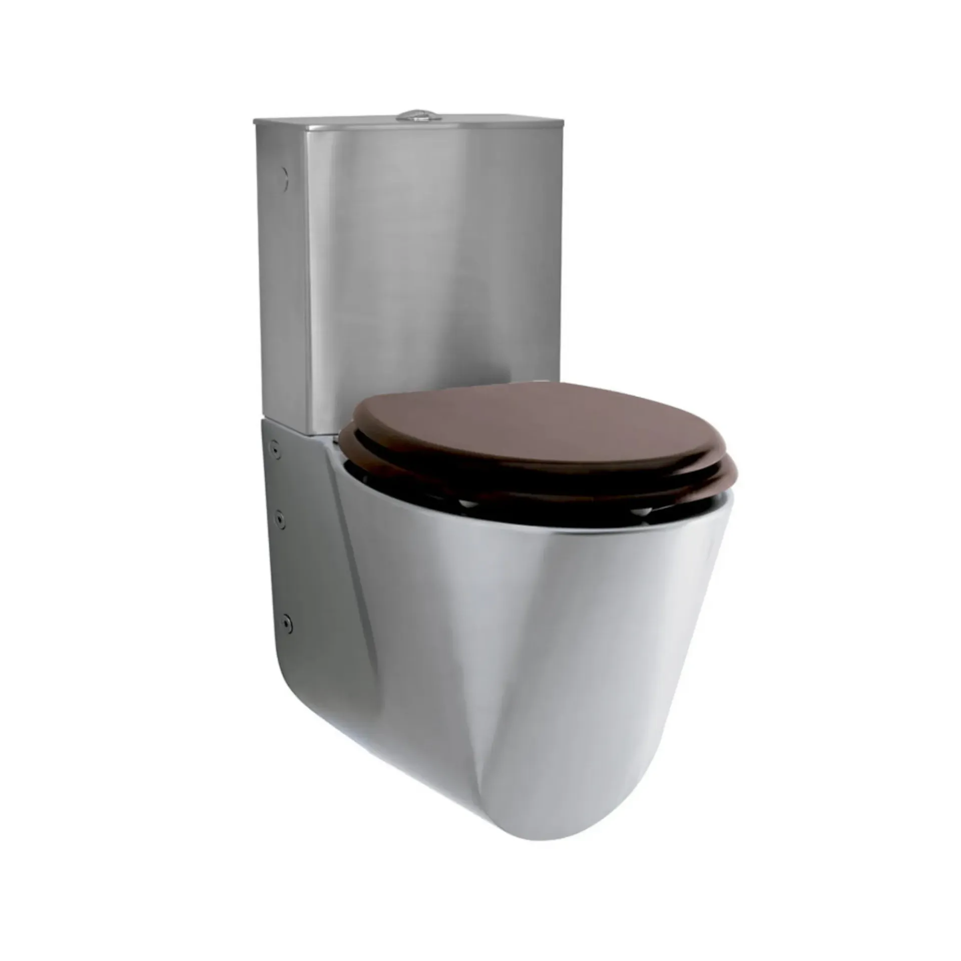 [WC-MUR-655-CU-RES] Cuvette WC inox au mur 655 incurvée avec réservoir apparent