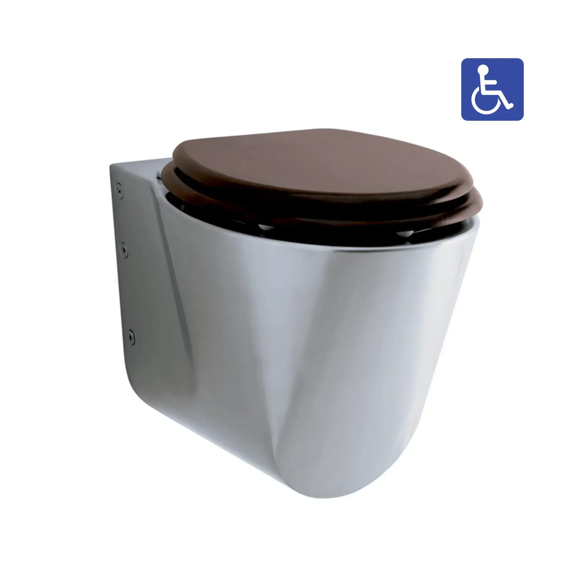 Cuvette WC inox au mur 700 incurvée PMR