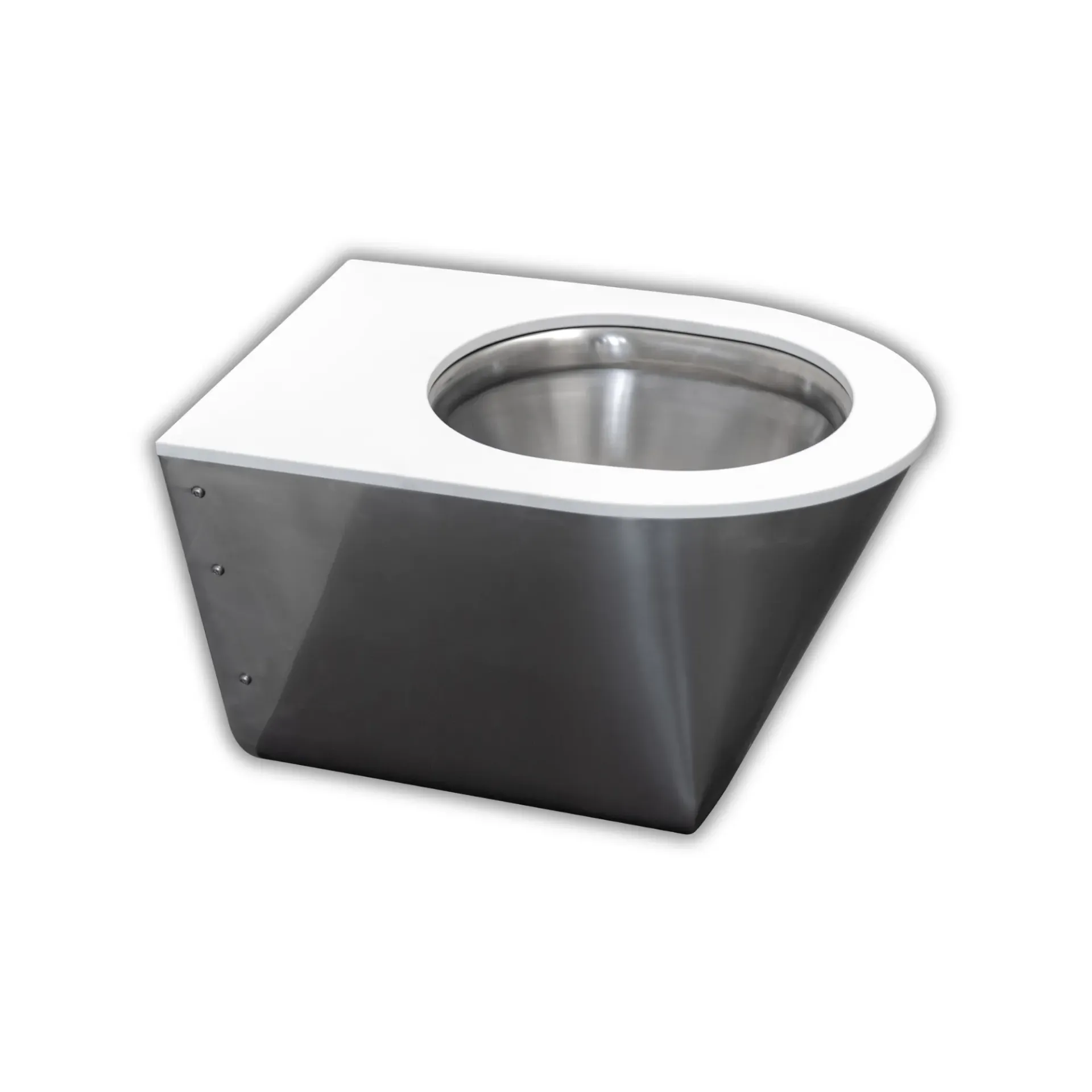 Cuvette WC inox murale avec siège à surface solide