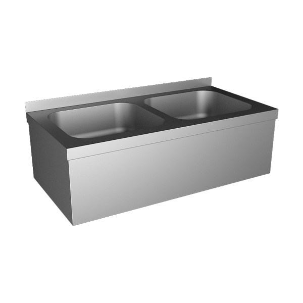 Évier double inox, brossé