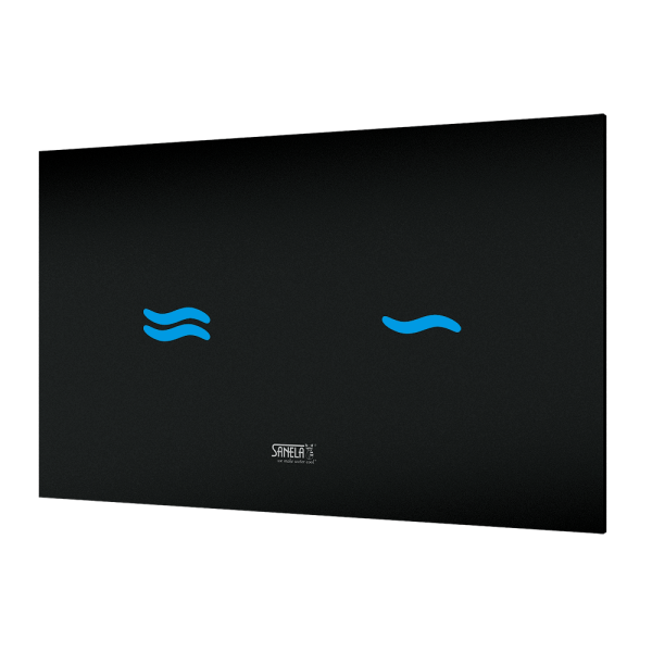 [F03 WLS] Chasse d’eau tactile 12 RLS, verre noir, rétroéclairage bleu