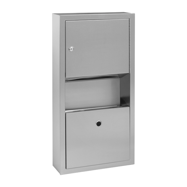 Distributeur mural inox d’essuie-mains avec poubelle